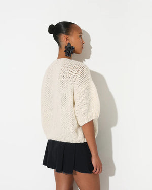 MAIAMI Kurzarm Cardigan "ALPACA" beige