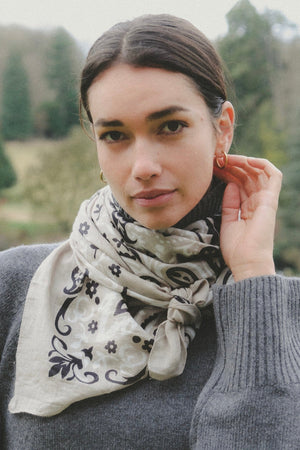 MAISON LECOMTE FLAMANT Baumwollschal "Bandana" taupe