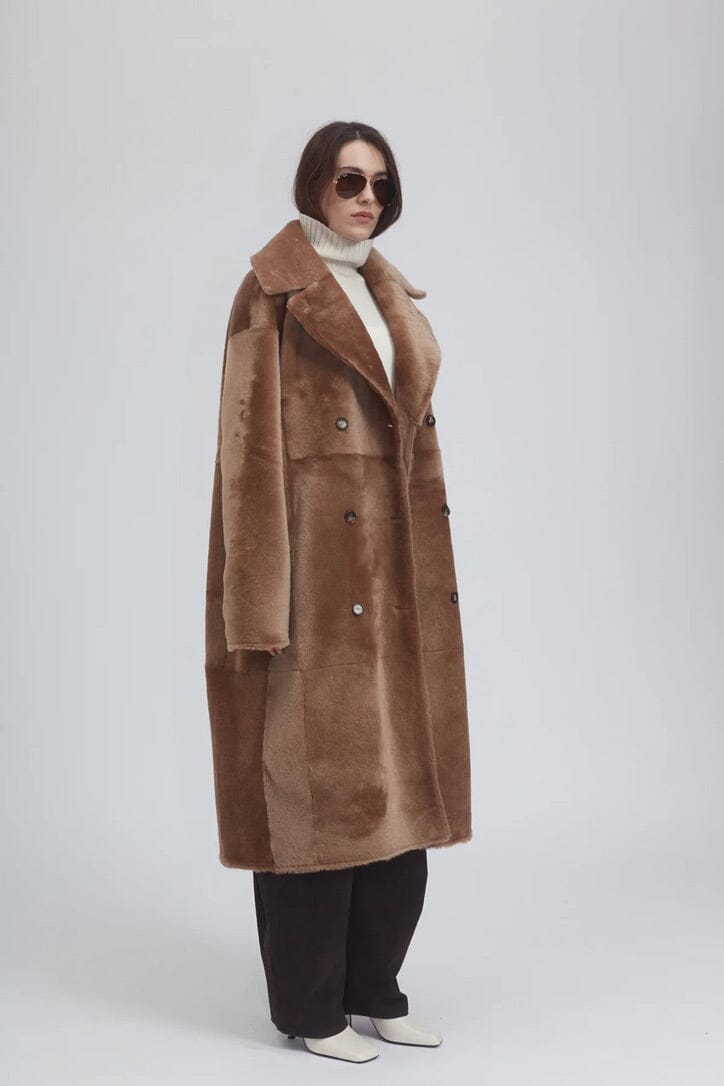 UTZON Shearlingmantel "CLARK" camel