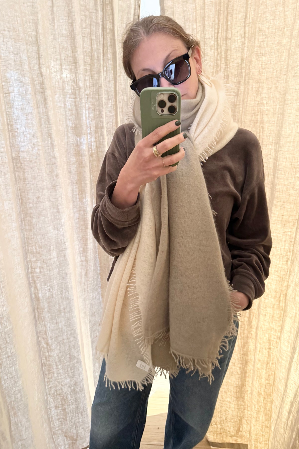 VON GOAT Cashmere Schal "TyeDye" beige/sand