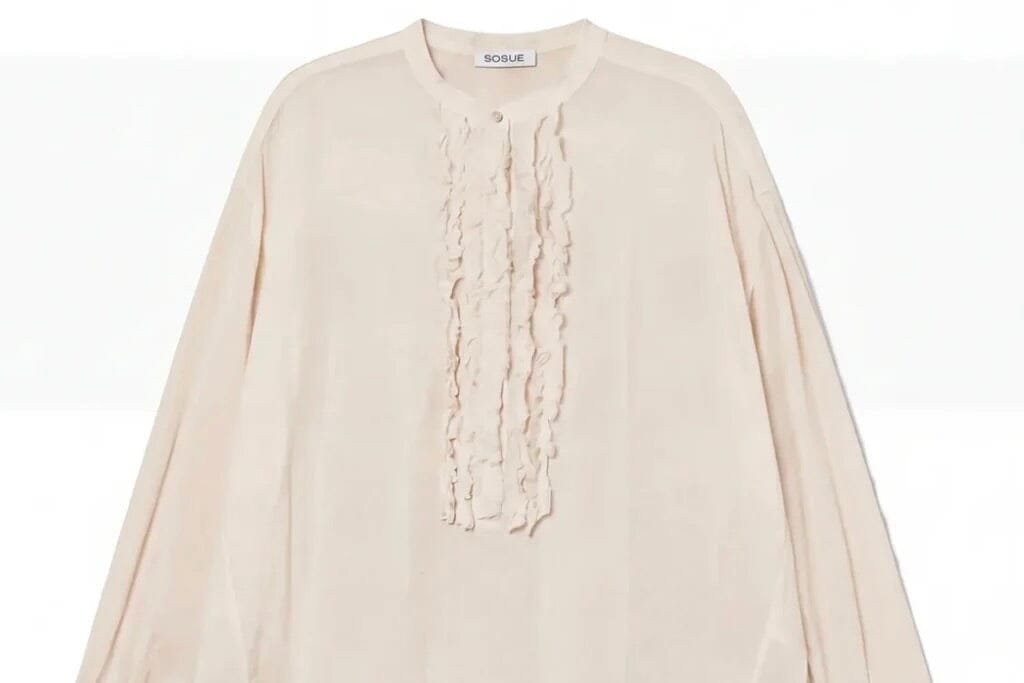 SOSUE Baumwollbluse Ruffle "Bruna" beige