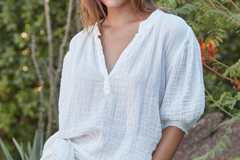 9seed - Biarritz Baumwoll - Bluse Light Gauze weiss