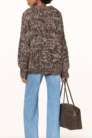 MAIAMI Alpaca Handstrickpullover brown/navy mélange