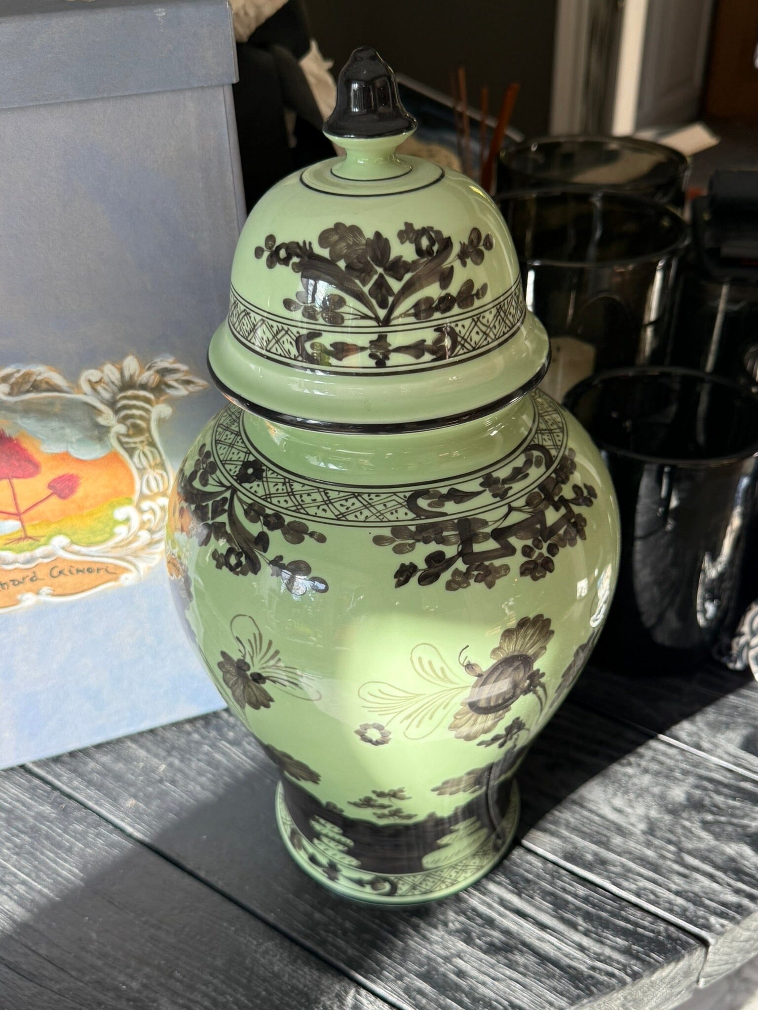 GINORI 1735 Large Potiche Vase grün