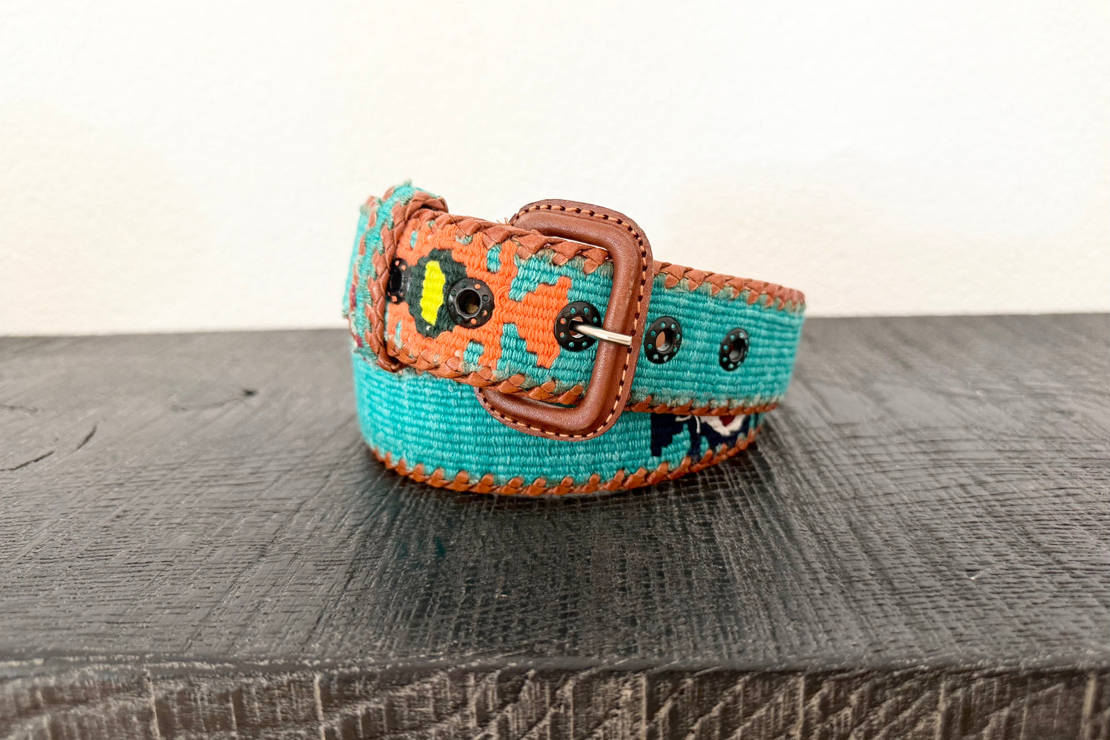 Mehrfarbiger, ethnischer Gürtel "UNYKE" türkis