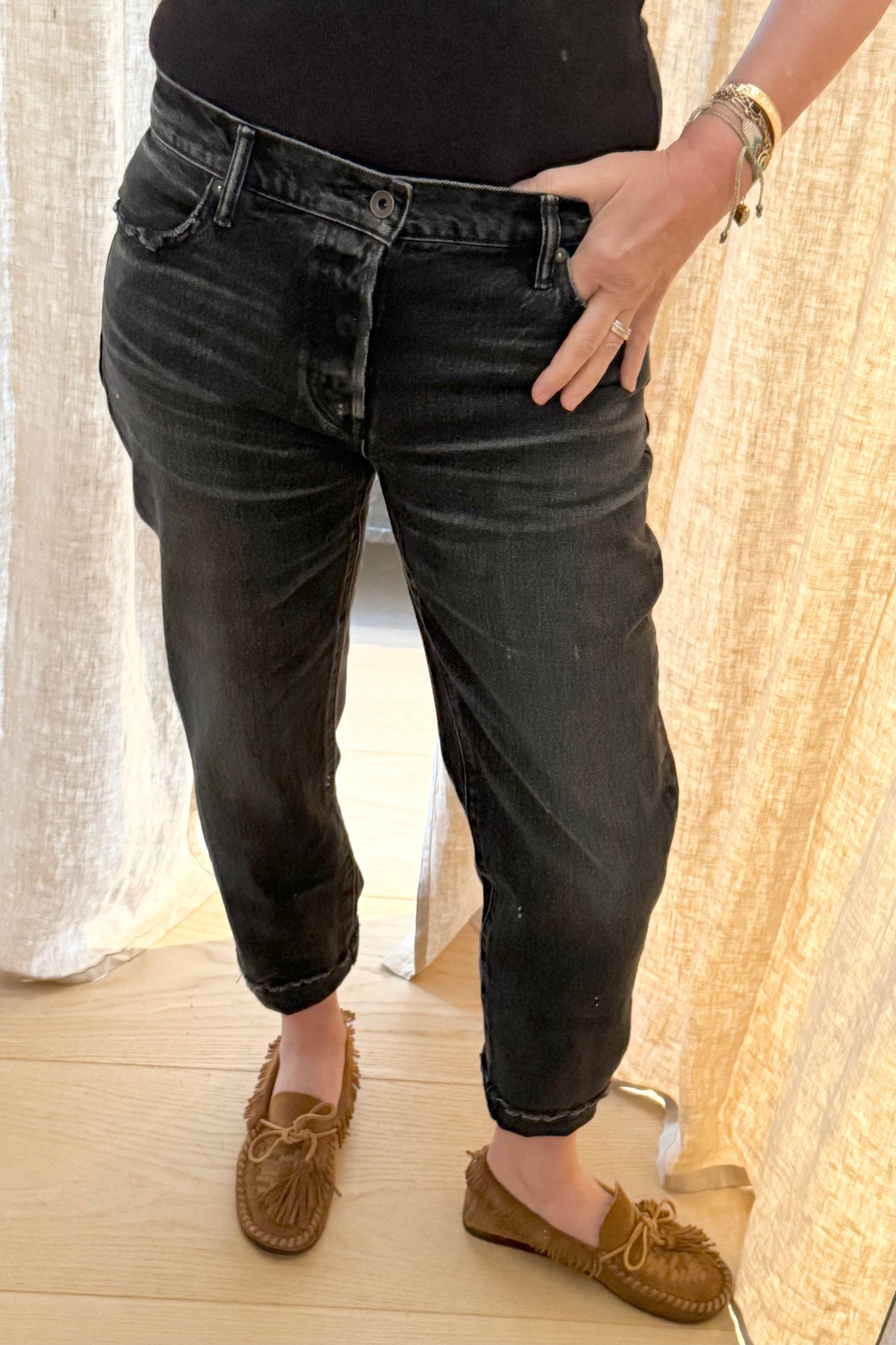 BORO Denim Cropped Jeans "SAPPORO" black wash