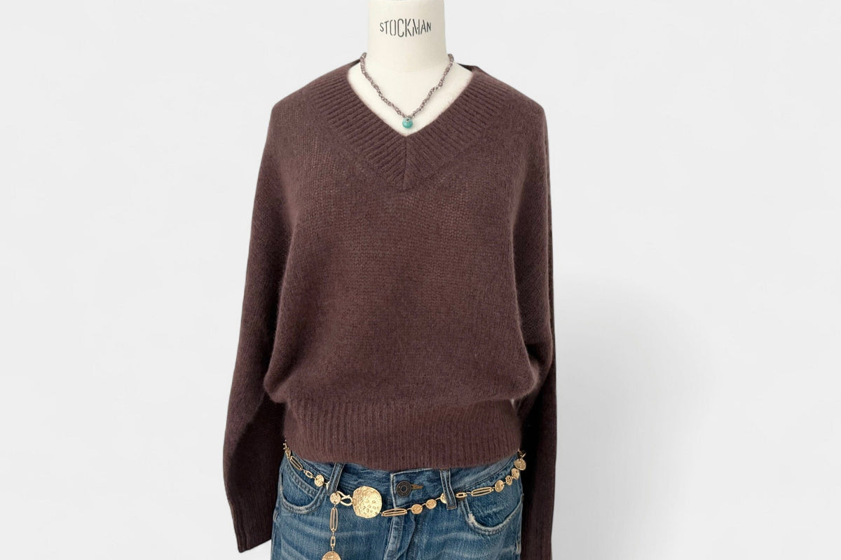 FFC Leichter V-Neck Pullover  "14072 " brown/aubergine