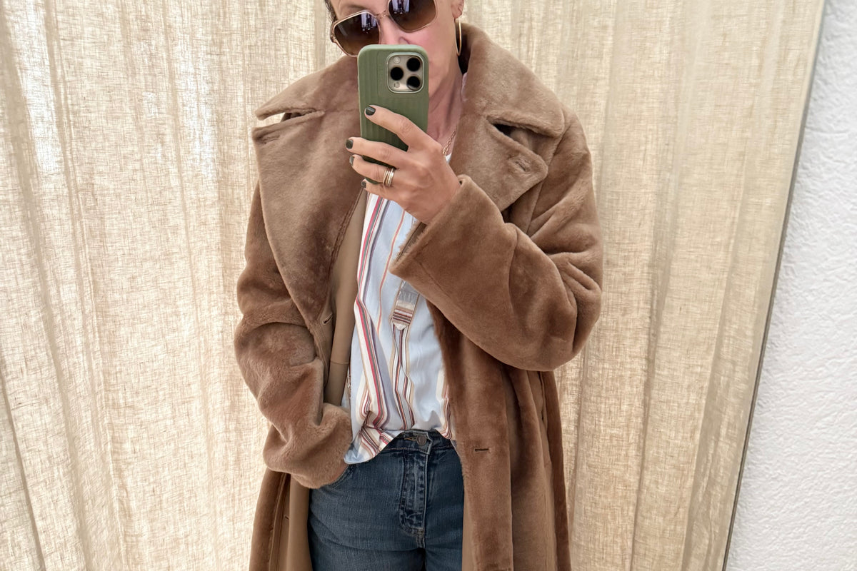 UTZON Shearlingmantel "CLARK" camel