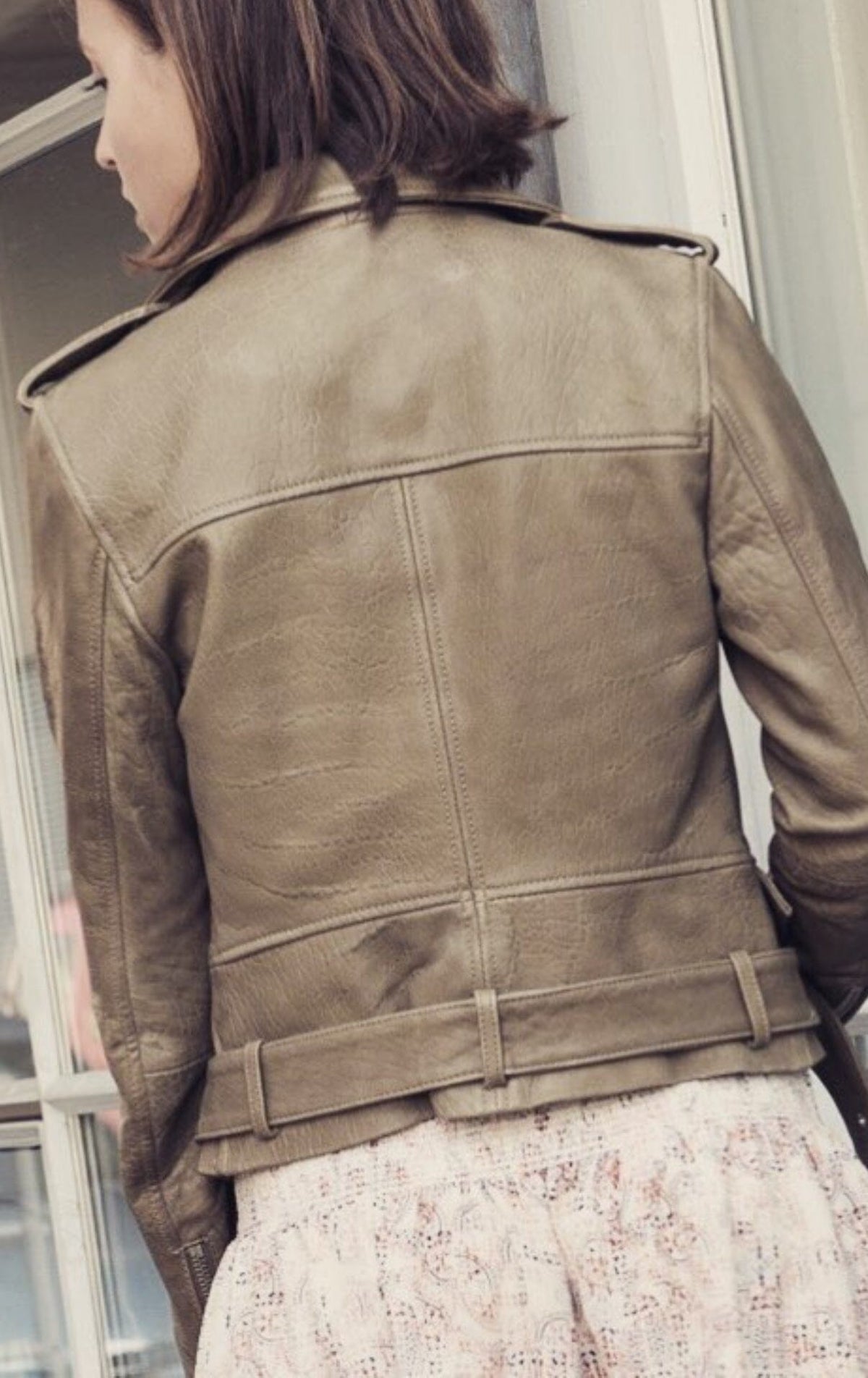 STAND STUDIO Lederjacke oliv - Size S