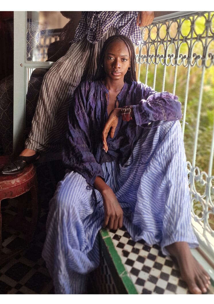 CLARAMONTE cotton kaftan "ALI" blue stripe