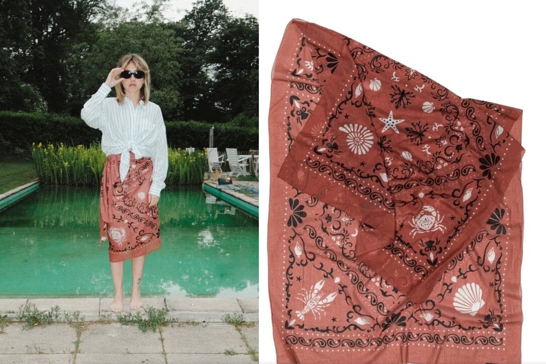 MAISON LECOMTE FLAMANT cotton scarf "Bandana" khaki