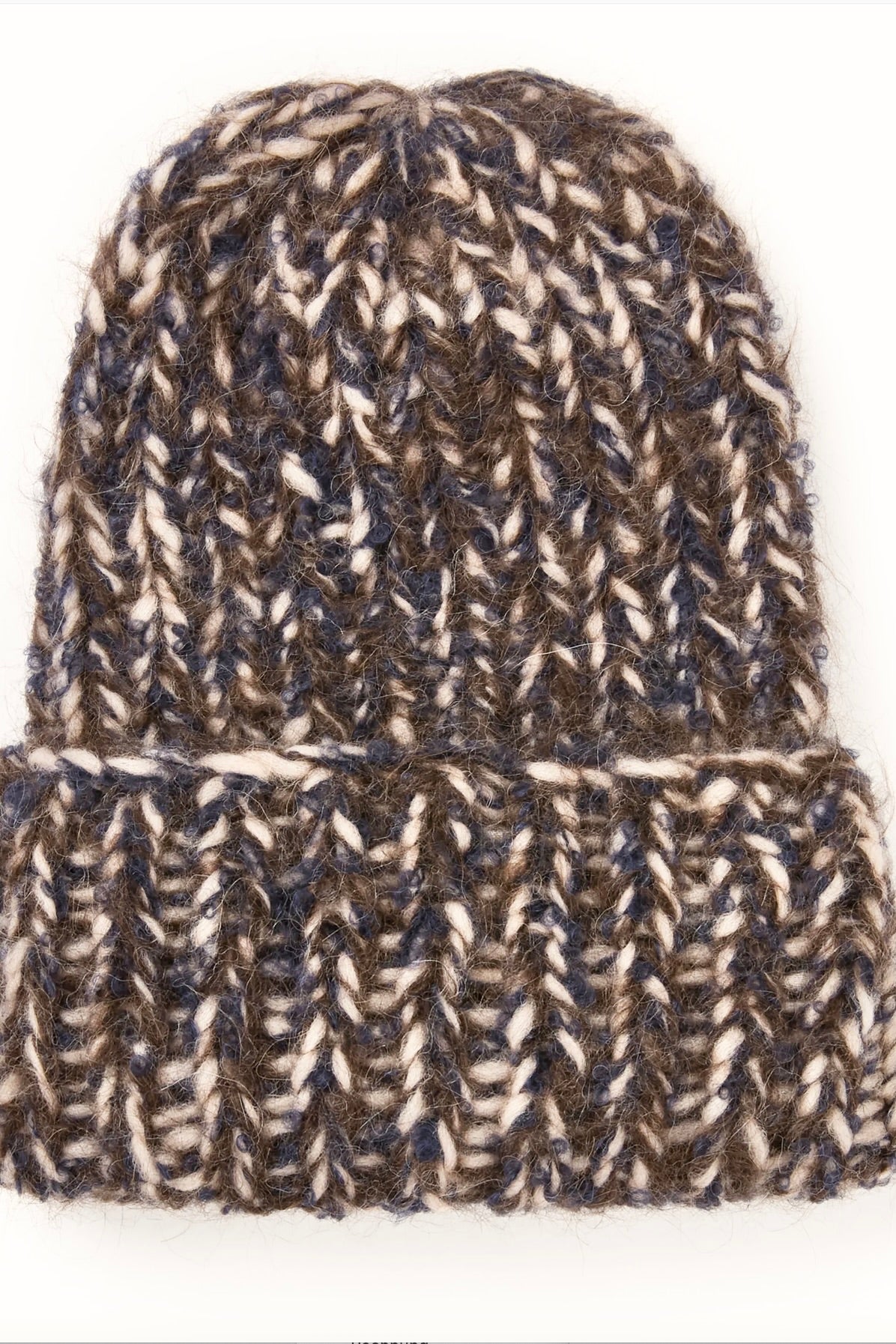 MAIAMI Alpaca Handstrick Mütze brown mélange