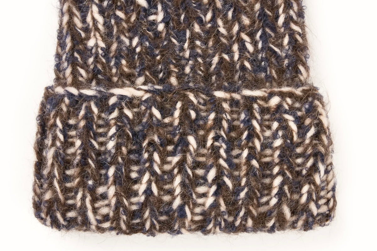 MAIAMI Alpaca Handstrick Mütze brown mélange