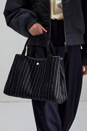 Flanneltasche "Traversée" medium pine stripe storm black