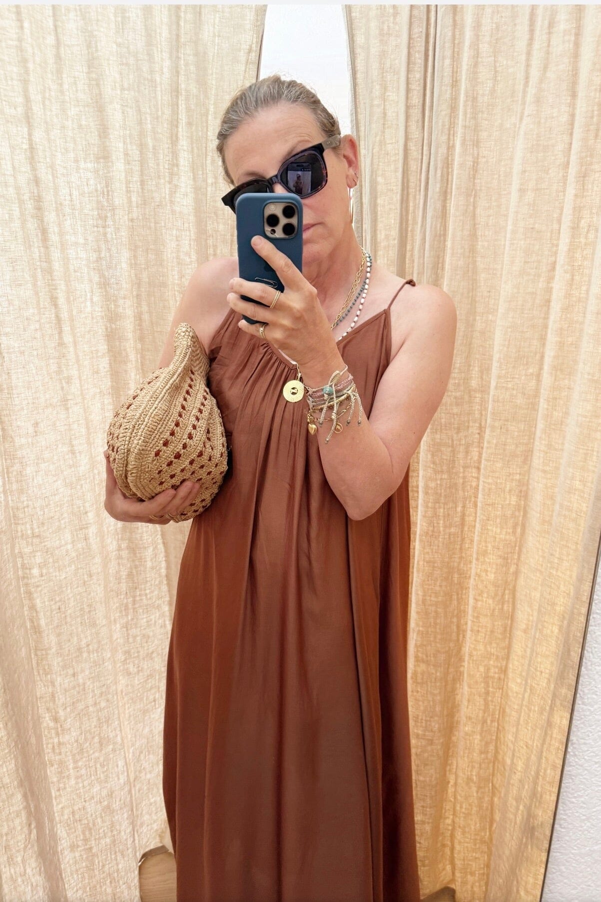 AYRE Trägerviscosekleid "LEXANE" mocca