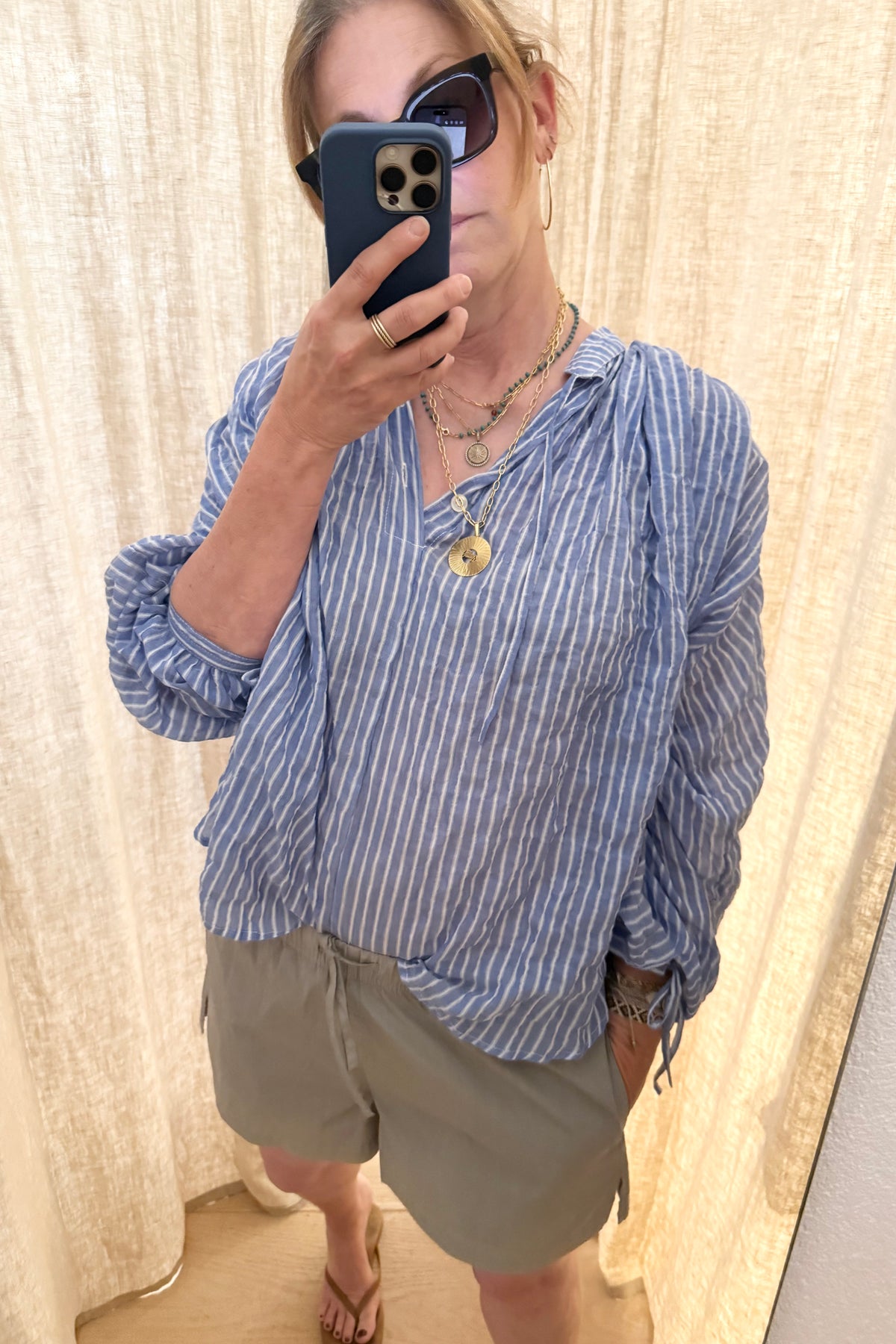 CLARAMONTE Baumwollbluse "NAILA" blue stripe