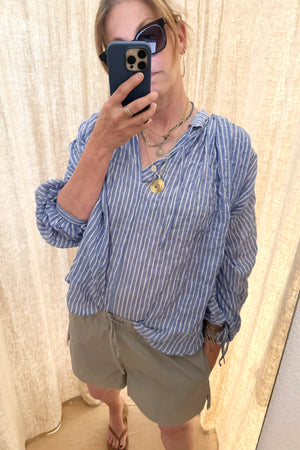 CLARAMONTE Baumwollbluse "NAILA" blue stripe