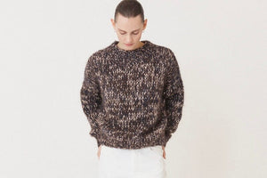 MAIAMI Alpaca Handstrickpullover brown/navy mélange