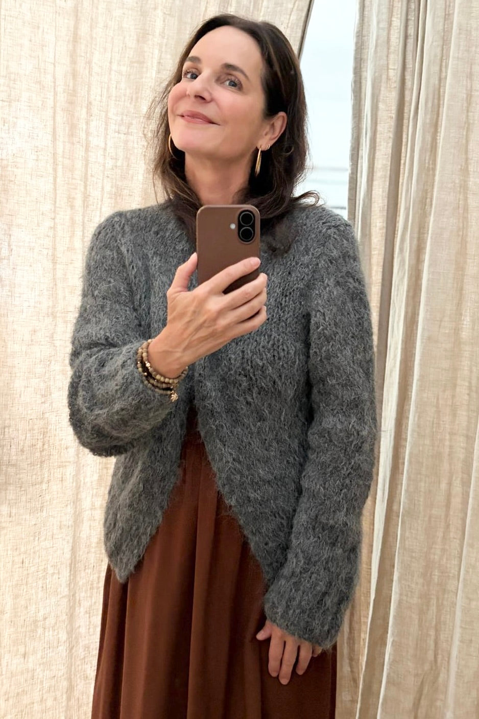 MAIAMI Shaggy Alpaca Fine Cardigan antra