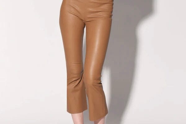 VIA MASINI Stretch - Lederleggings cropped camel