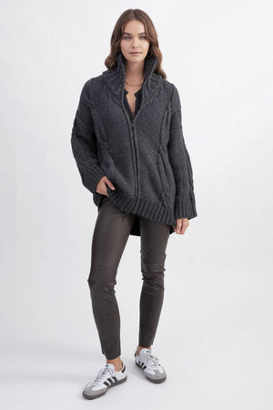 VIA MASINI Strickjacke "Zip" antracite