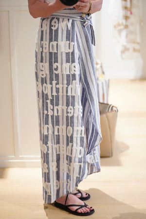 KARIEN BELLE Pareo Skirt "POETRY" stripe blue