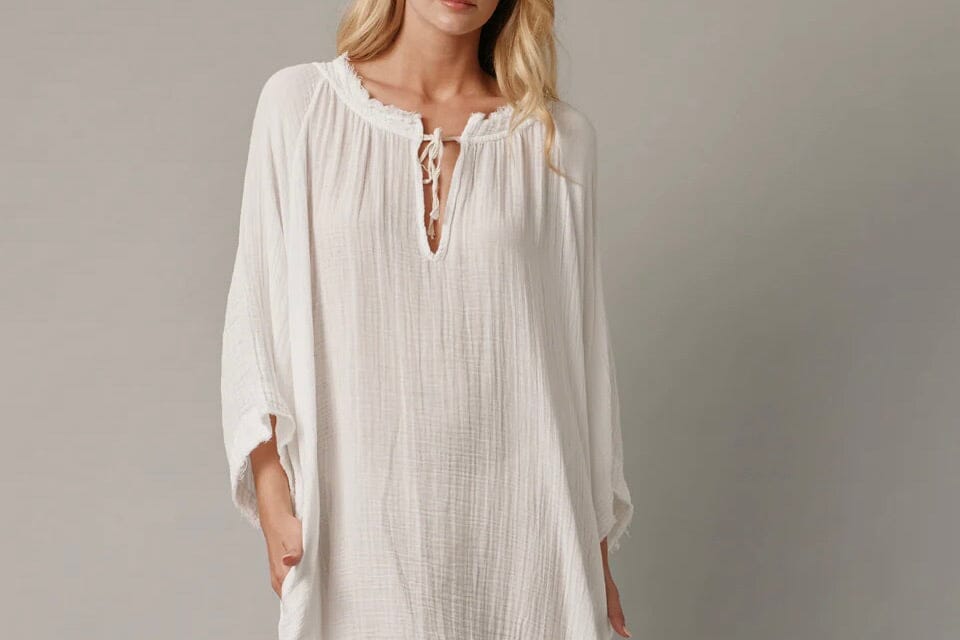 9seed - Joshua Tree Gauze Kaftan weiss