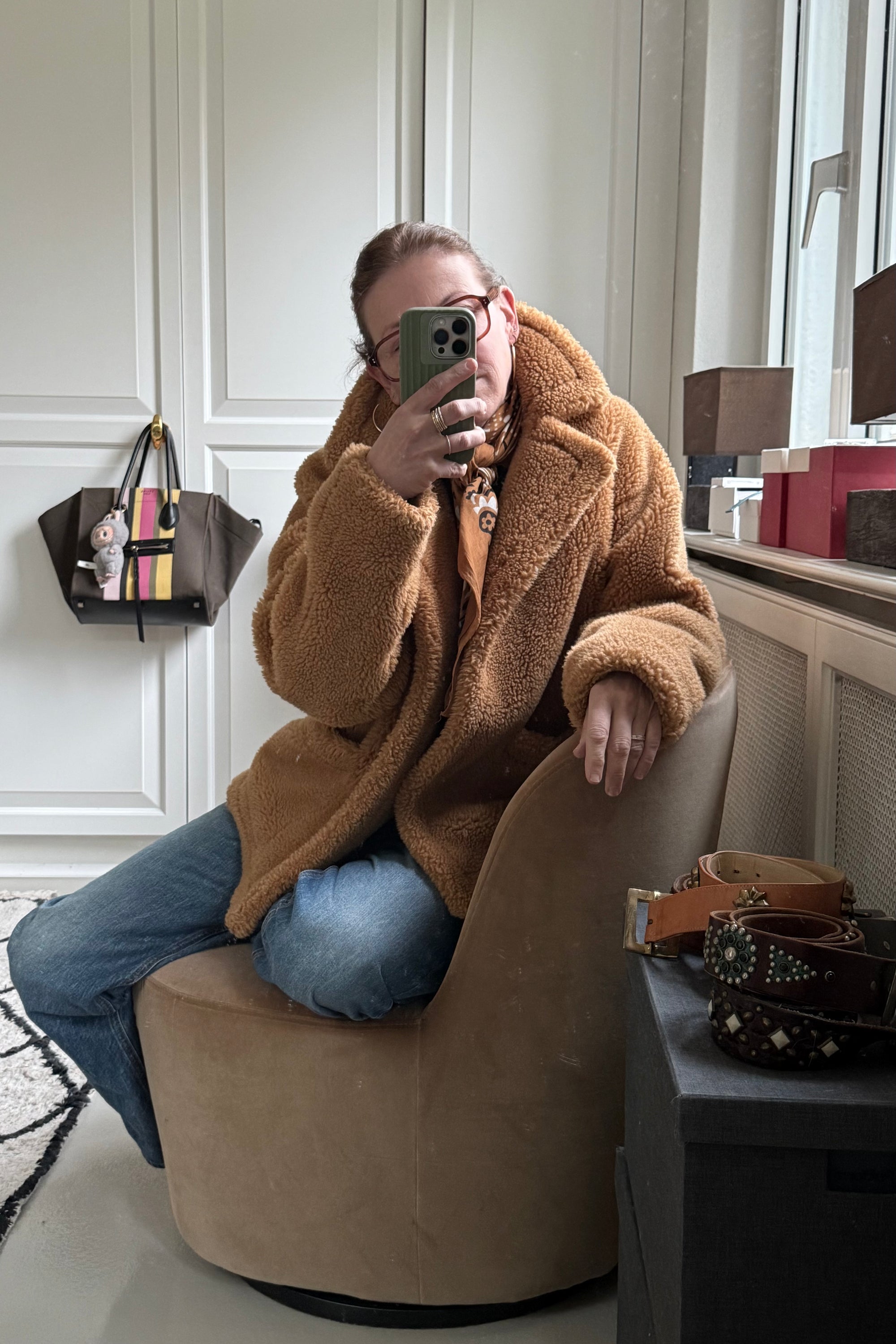 STAND STUDIO Fake Fur Jacke camel - Gr. S