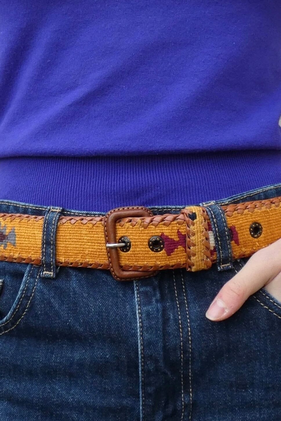 Mehrfarbiger, ethnischer Gürtel "UNYKE" mustard