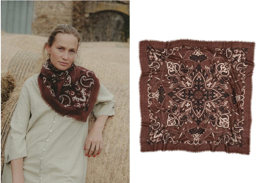 MAISON LECOMTE FLAMANT Wool/Seide "Scarf" chocolat