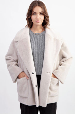 FASHION FOR FRIENDS Fake Fur Jacke oat