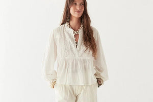 MAISON HOTEL Baumwollbluse "SABINE" pearl