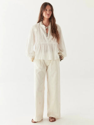 MAISON HOTEL Baumwollbluse "SABINE" pearl