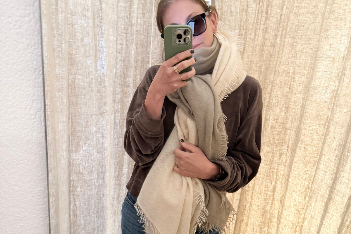 VON GOAT Cashmere Schal "TyeDye" beige/sand