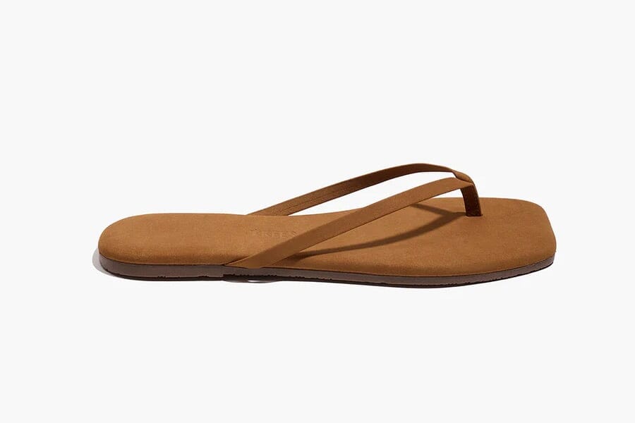 TKEES Wildleder Flip Flop "SQUARE" camel - Réjane Rosenberger Design