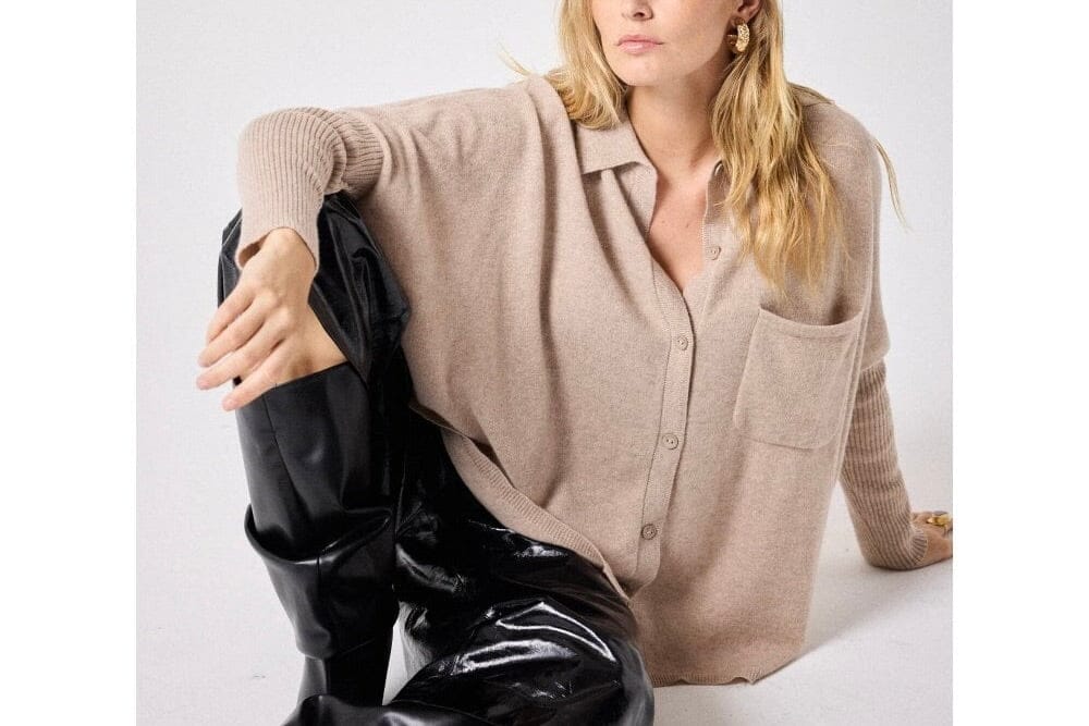 NOTSHY Cashmere Hemd "ANDREA" beige chiné