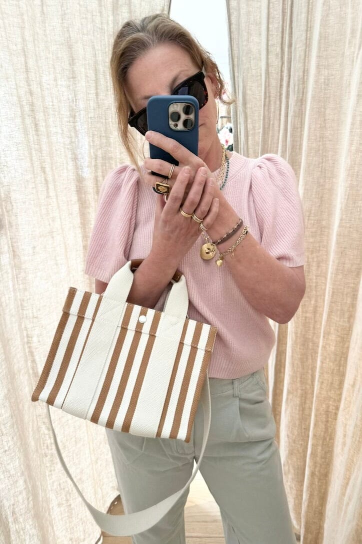 Cotton bag "Palais Royal" small camel stripe
