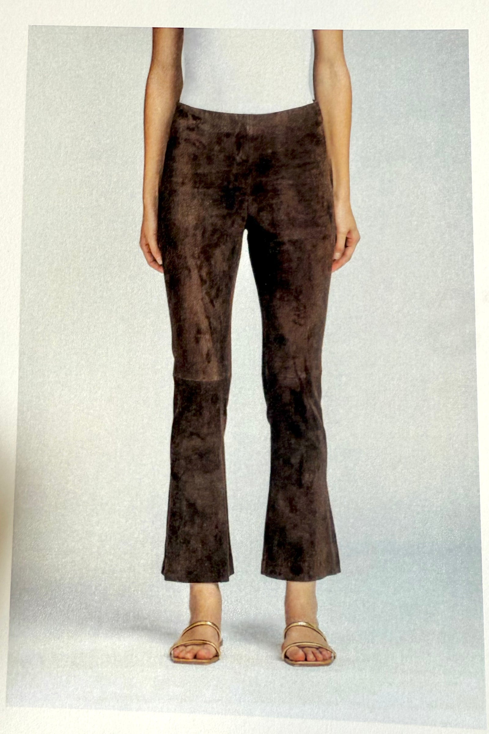 VIA MASINI Wildlederhose "FIRENZE" cropped cacao