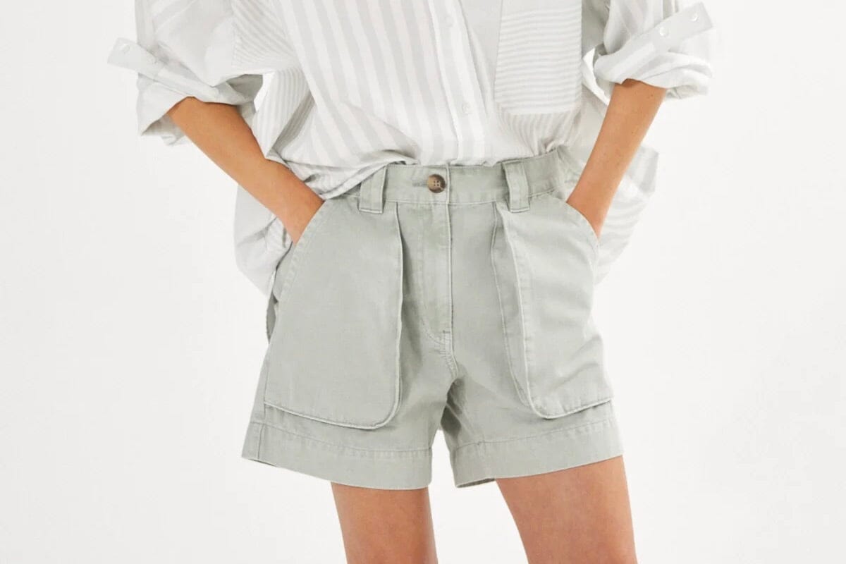 RABENS SALONER Baumwolle Shorts "NATA" grey cloud