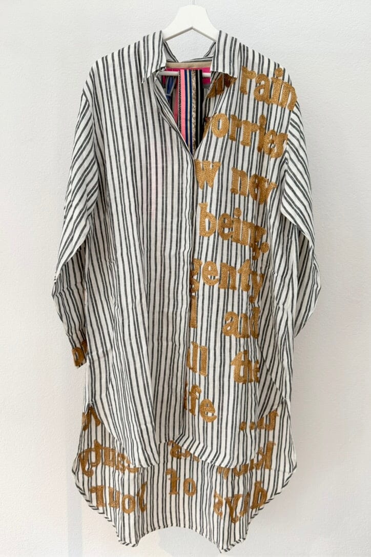 KARIEN BELLE Oversized Hemdshirt "POETRY" stripe