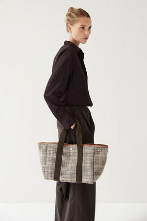 Flannelette bag "Traversée" medium camel check