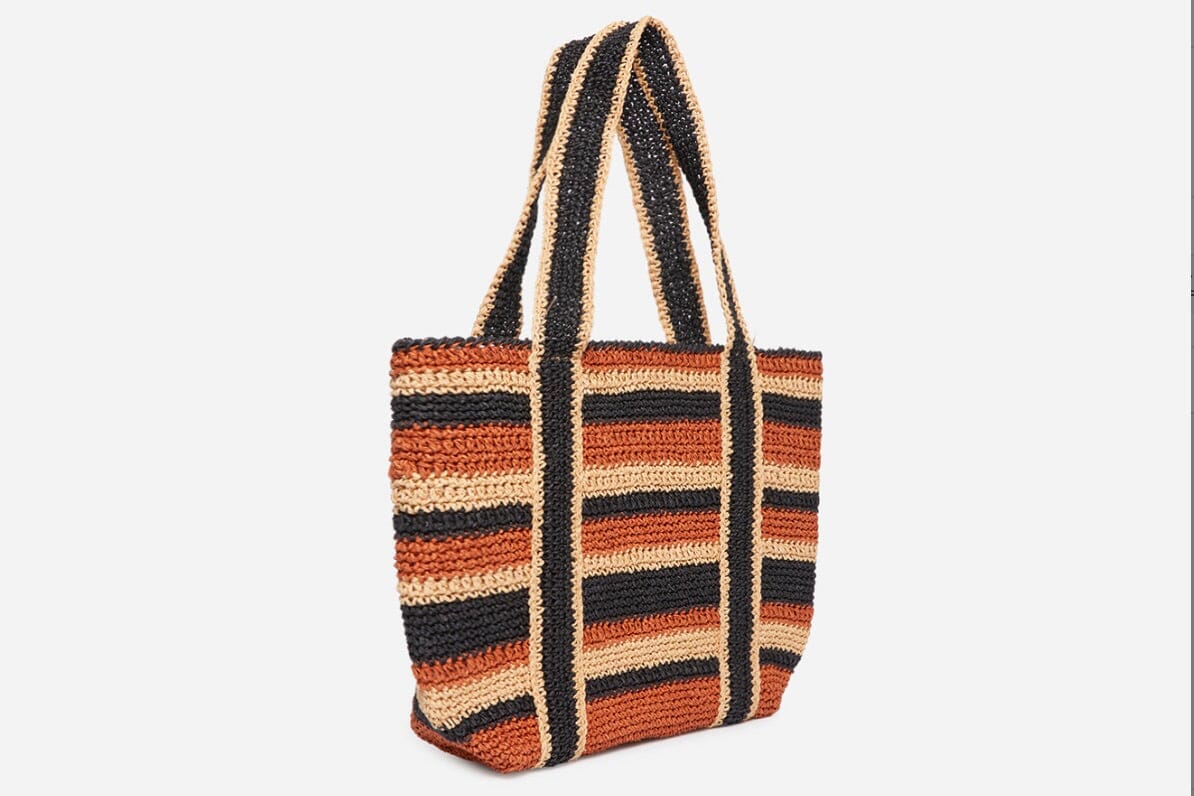 VANESSA BRUNO Raffia Stripe Tasche medium