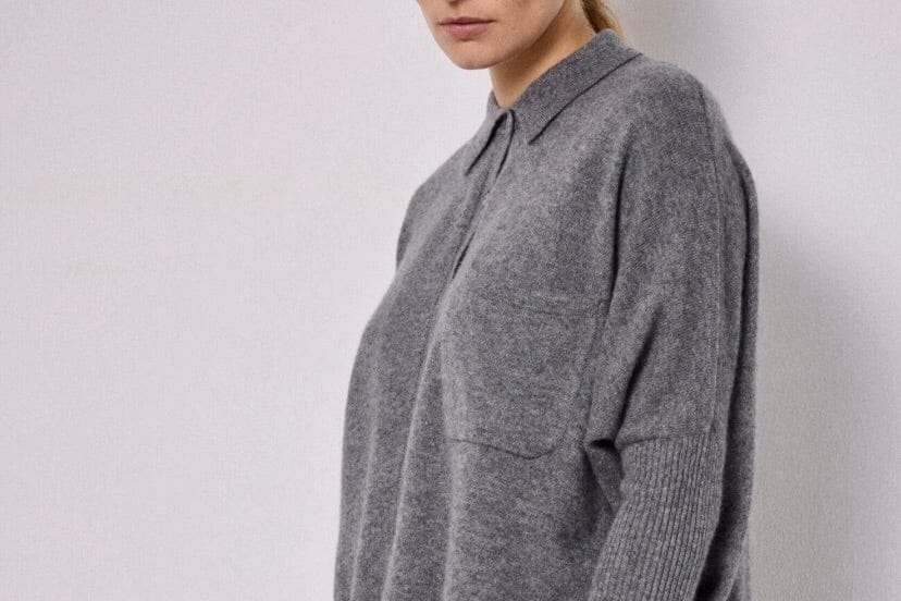 NOTSHY Cashmere Hemd "ANDREA" gris chiné foncé
