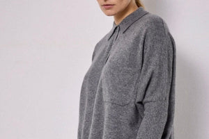 NOTSHY Cashmere Hemd "ANDREA" gris chiné foncé
