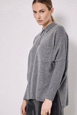 NOTSHY Cashmere Hemd "ANDREA" gris chiné foncé