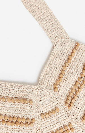 VANESSA BRUNO Raffiabag "Berlingot" off-white
