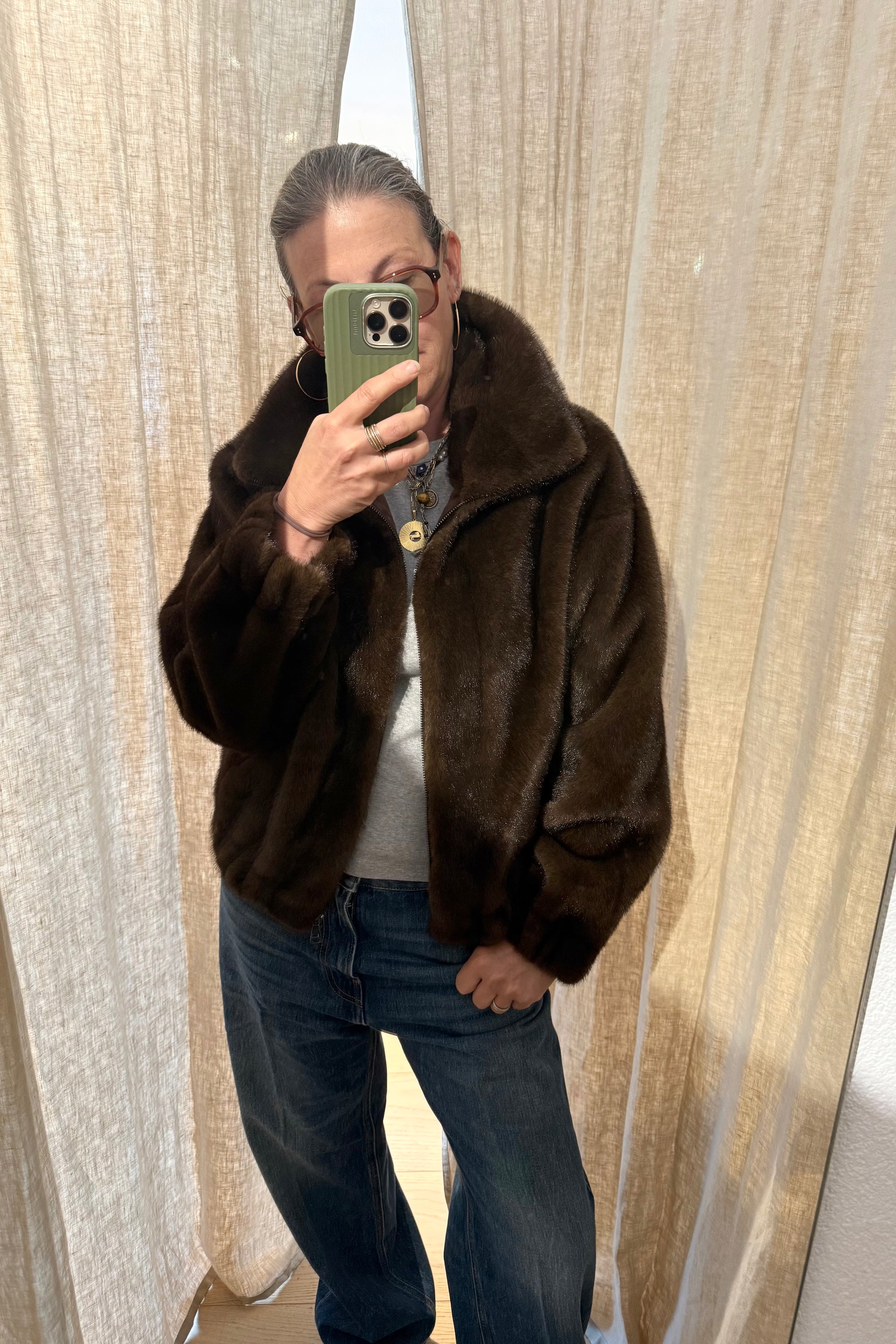 STELLA FOREST Bomberjacke "ATEMIS" fake fur chocolat