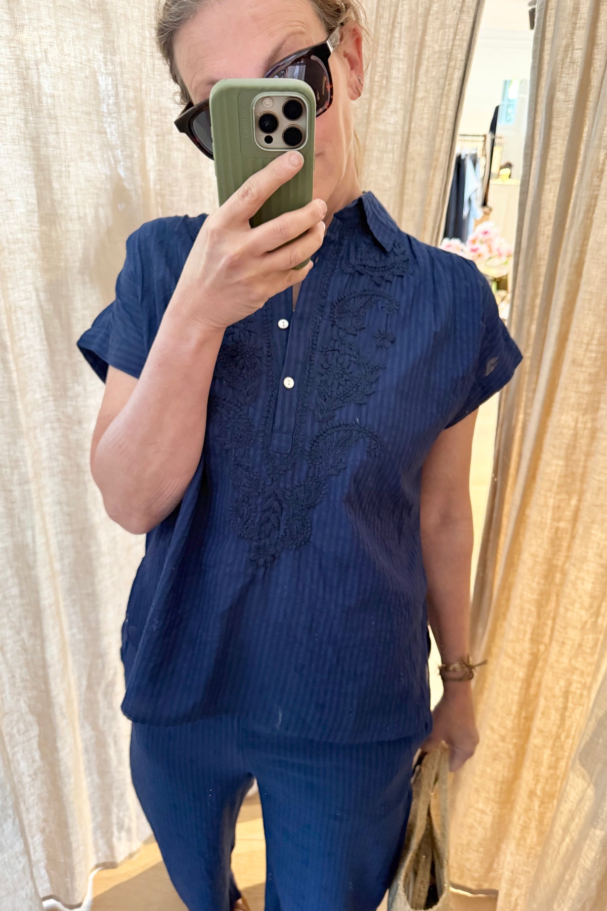 STELLA FOREST Baumwollbluse "BILLIE" navyblue