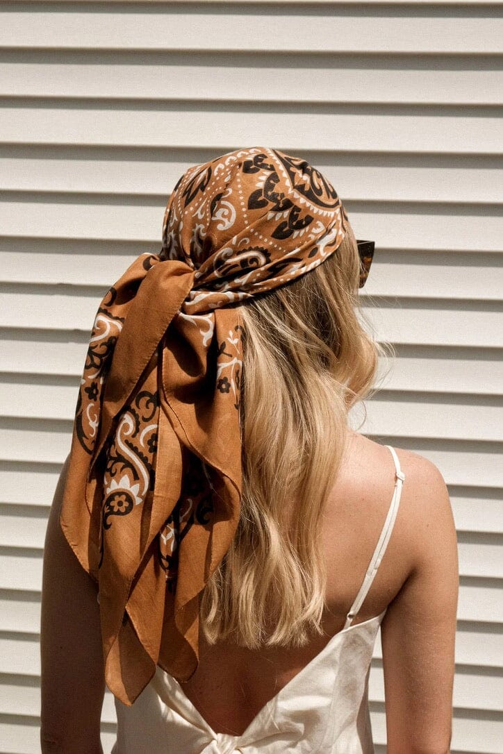 MAISON LECOMTE FLAMANT Baumwollschal "Bandana" camel