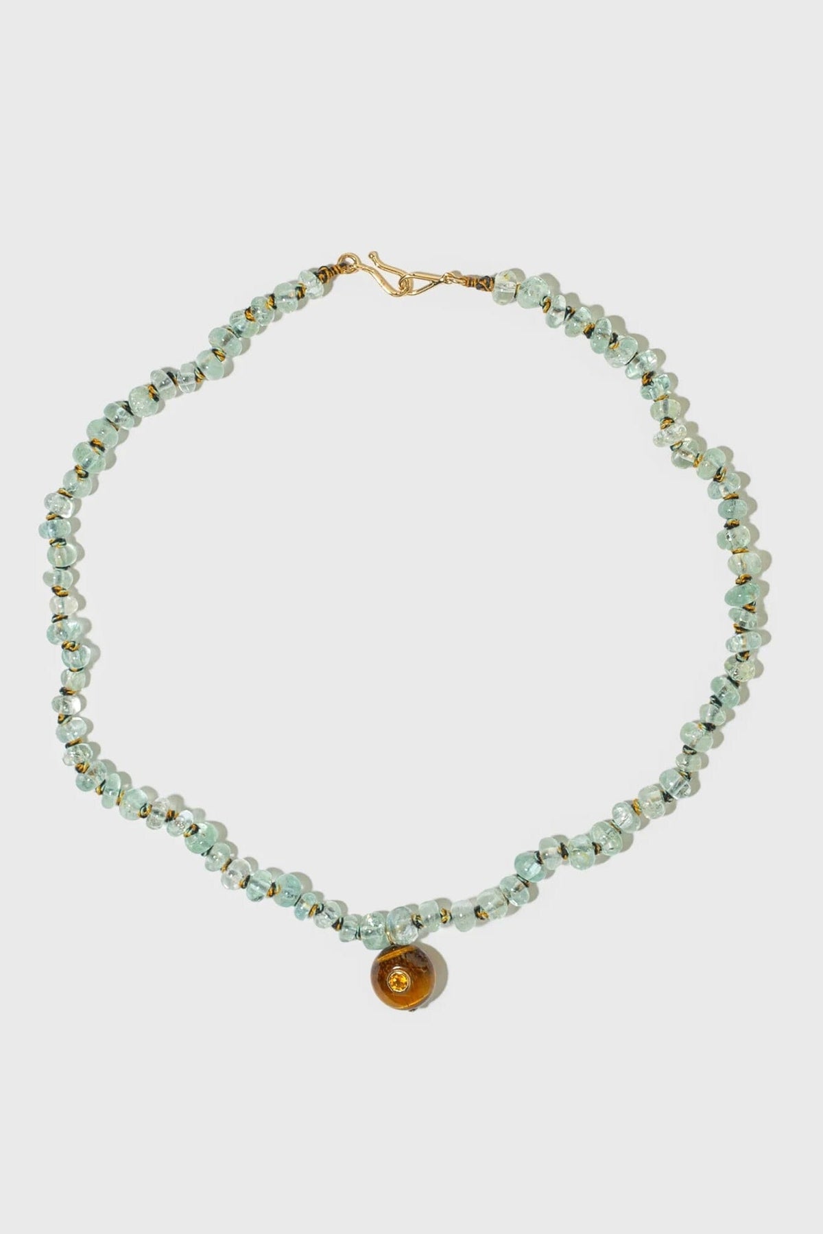TAMARA TAICHMANN Aquamarine - Steinkette "Tiger Eye" hellblau
